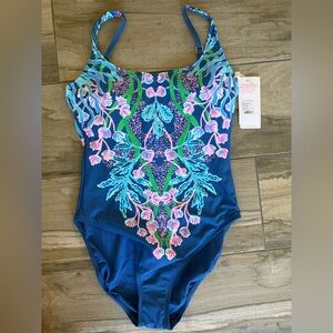 Lilly Pulitzer Blue Floral One Piece Swimsuit